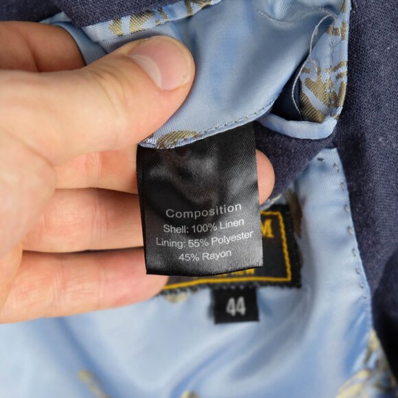 William Hunt Blazer Mens 44R Blue Linen Two Button Vented Casual Lightweight - Picture 13 of 13